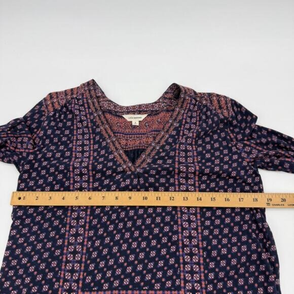 LUCKY BRAND Shirt Women's Size S  Boho Floral Print Relaxed Blouse Casual Top - Picture 7 of 8